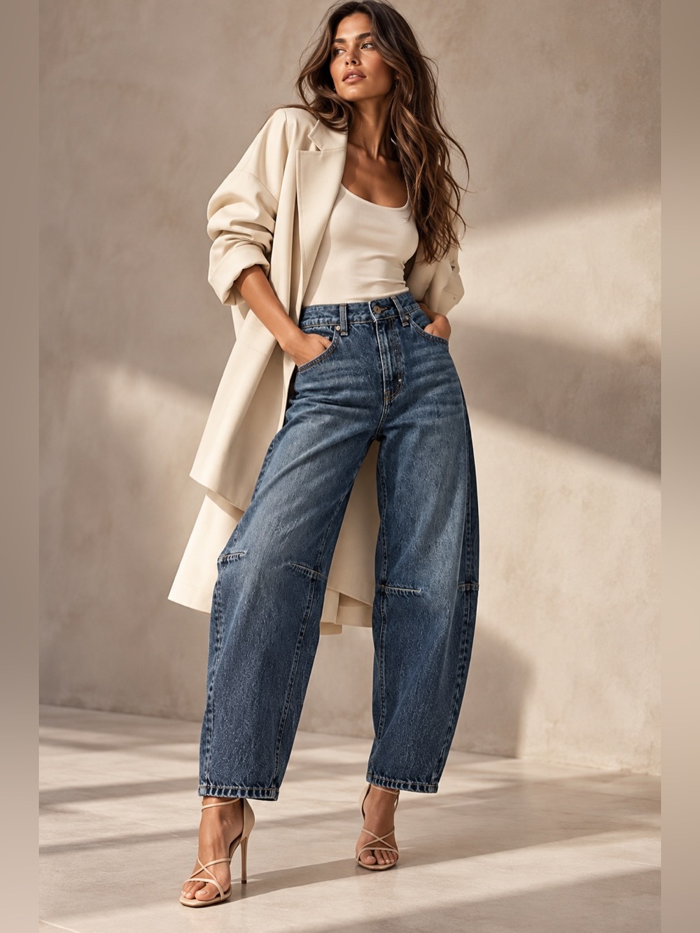 Rag & Bone The Chase High Rise Barrel Jeans Grafton Blue chic luxe NWT 25